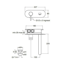 Cristina UNI/C UC27951 Настенный смеситель для раковины