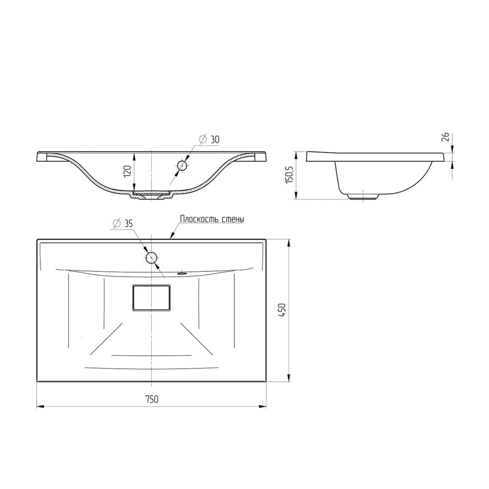 Фото Раковина из искусственного камня Vincea (VCB-3M750W) белый
