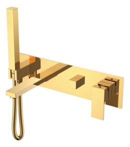 Фото Cмеситель для умывальника Boheme Qubic (474-2-G) золото