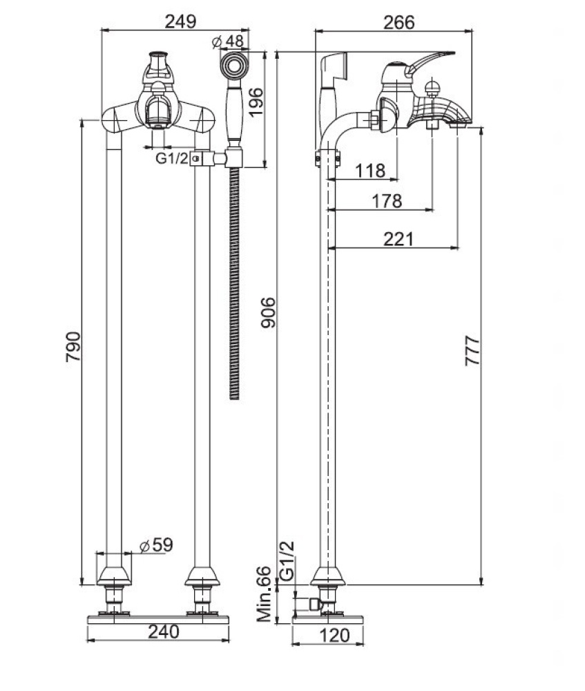 FIMA Carlo Frattini Bell F3364/4CR Напольный смеситель для ванны