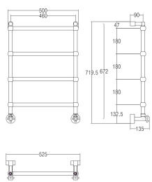 Полотенцесушитель водяной Margaroli Sereno 442TS4604CR, высота 71.95 см, ширина 52.5 см