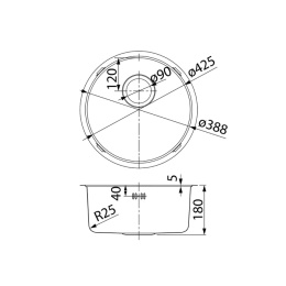Кухонная мойка Iddis Edifice, графит, D-425x180 (EDI42G0i77)