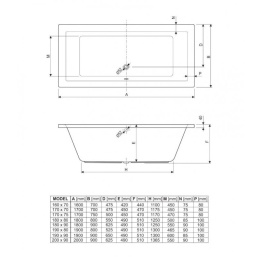 Акриловая ванна 180x90 Cezares (PLANE-180-90-49-W37), прямоугольная