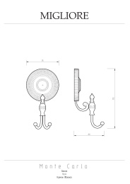 Фото Migliore MONTECARLO 31533 Крючок двойной с завитком, бронза