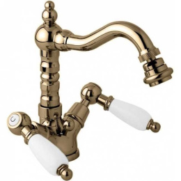 Смеситель Cezares FIRST-BS2-01-Bi для биде, хром, ручки белые