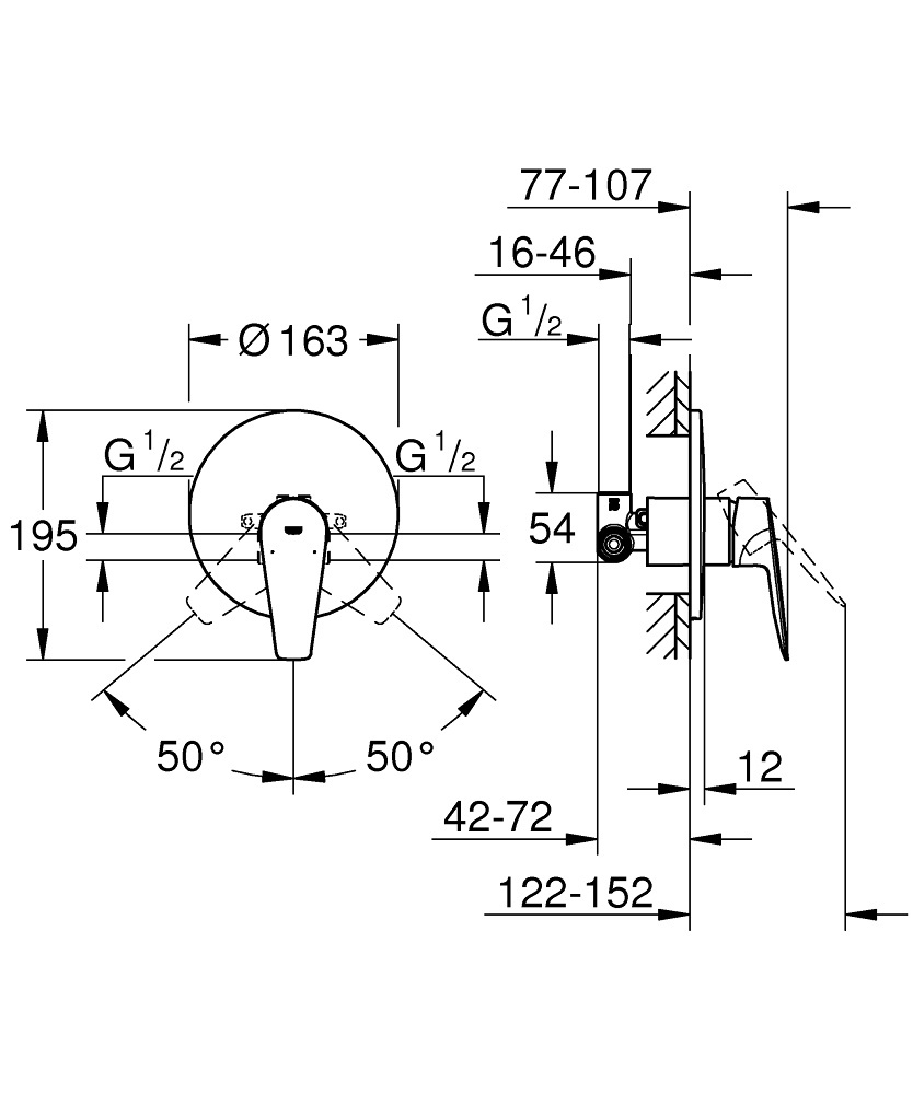 Фото Grohe BauEdge New 29078001 Смеситель для душа встраиваемый без подключения шланга