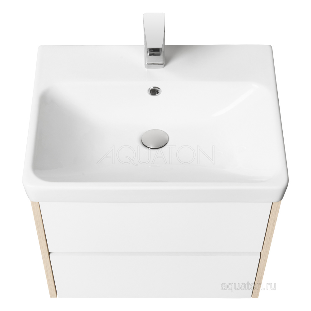 Фото Тумба под раковину Aquaton Сканди 70 белая, дуб верона 1A251801SDB20