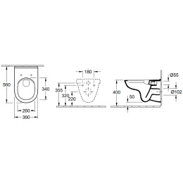 Комплект унитаза с инсталляцией Villeroy&Boch O.Novo 5660D201 с сиденьем Микролифт и клавишей смыва 