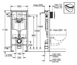 Комплект: инсталляция Grohe Rapid SL с подвесным унитазом Laufen Pro Rimless 2095.0.000.000.1