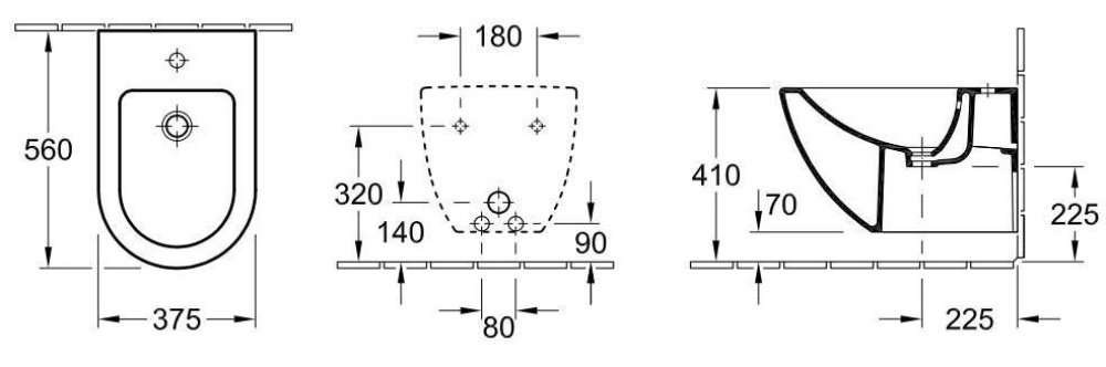 Биде подвесное 7400 00 01 VILLEROY&BOCH SUBWAY