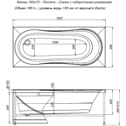 Акриловая ванна 160x70 Aquanet (00213324), прямоугольная