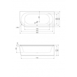Акриловая ванна 180x80 Cezares (METAURO CORNER-180-80-40-R-W37), прямоугольная