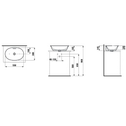 Раковина Laufen New Classic 8.1285.3.400.109.1 55 х 38 х 14.5 см, накладная, SaphirKeramik, с перели
