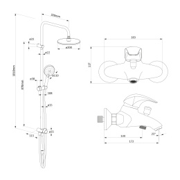 Душевая система со смесителем Damixa Space (408102400) хром