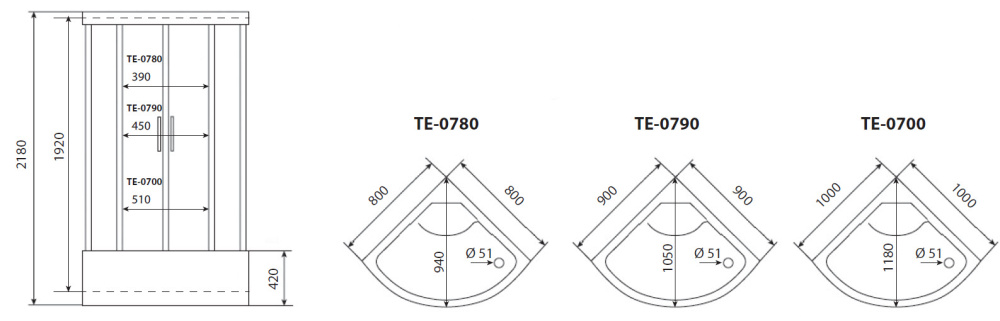 Фото Душевая кабина 90x90x218 Timo (TE-0790 P) Без гидромассажа, акрил, Поддон глубокий