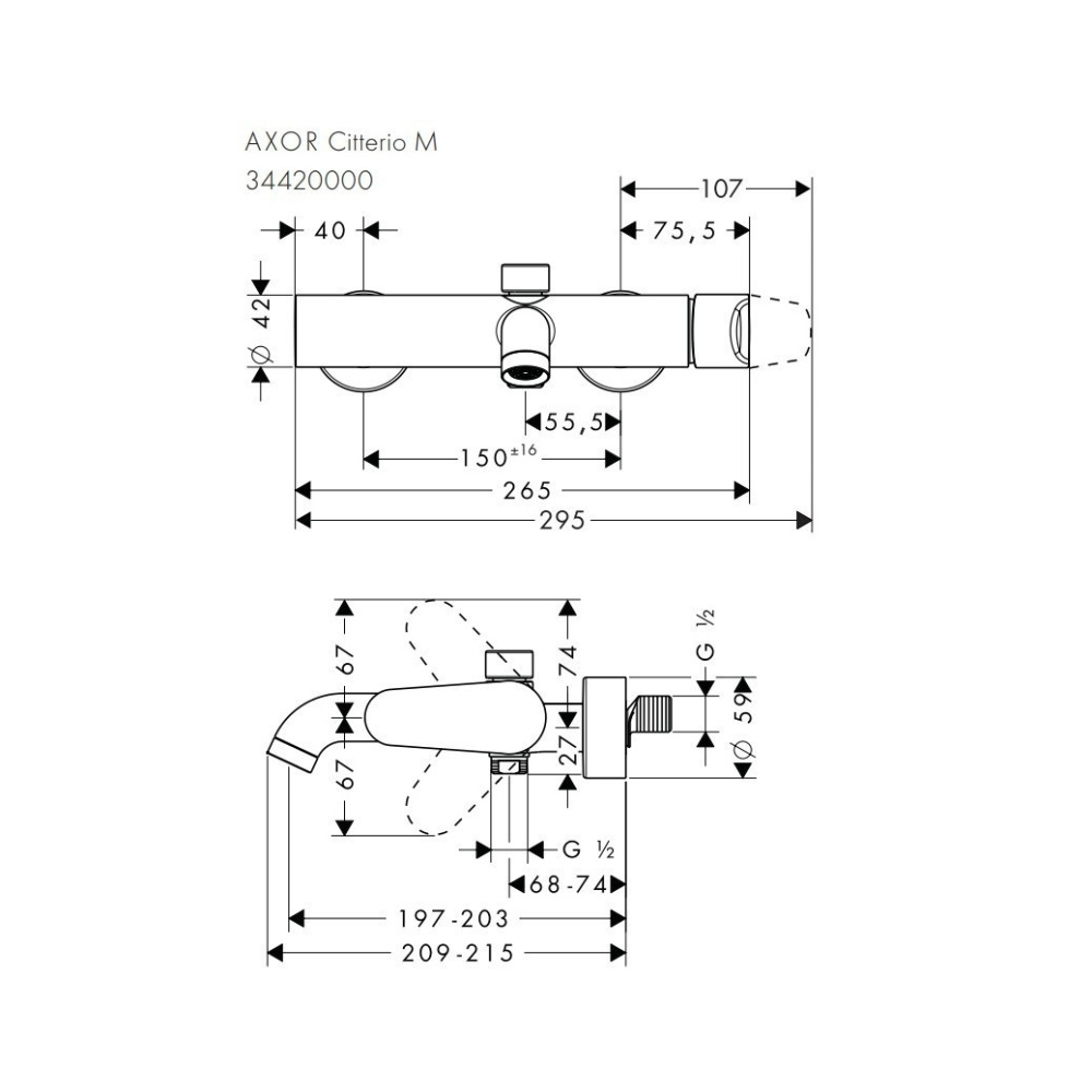 Смеситель для ванны Axor Citterio M 34420000 Хром
