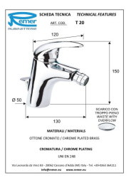 Смеситель Remer для биде RR T20