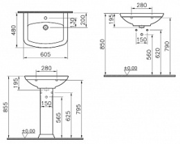 Раковина подвесная 61 см Vitra Serenada (4167B003-0001) белый