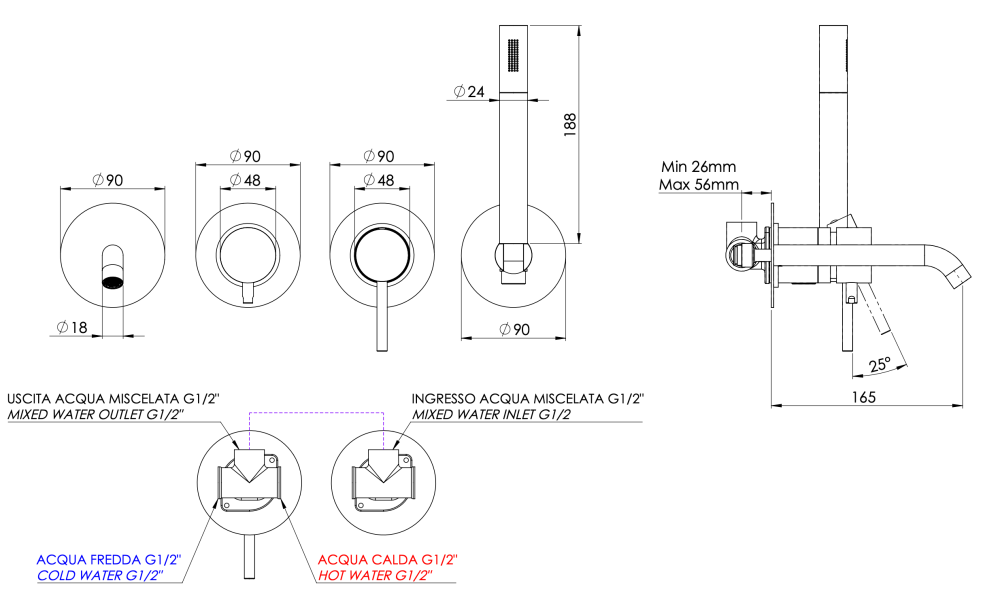 Фото Смеситель для ванны Remer X Style X96S03ROXXXV, сталь
