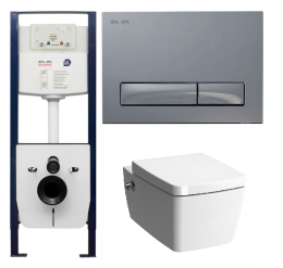 Инсталляция Am.Pm с безободковым унитазом Vitra Metropole 7672B003-1687, с функцией биде и сиденьем 