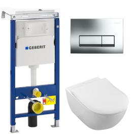 Инсталляция Geberit с безободковым унитазом Villeroy&Boch Subway 2.0 5614R201, сиденье микролифт