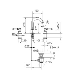 Смеситель для раковины Bossini Liberty Z001302.022 (античная бронза)