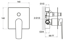Фото Смеситель для душа BelBagno Carin CAR-BASM-CRM