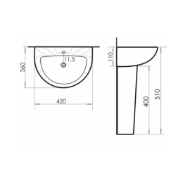 Комплект детский COMFORTY (голубой): раковина 0991B с донным клапаном DK-02L + пьедестал P0991B + см