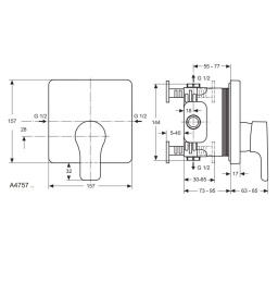 Фото Встраиваемый смеситель для душа A4757AA Ideal Standard Attitude (хром)
