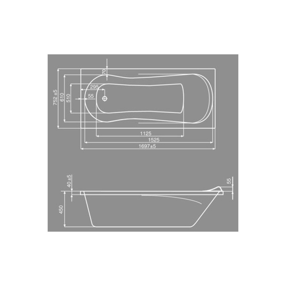 Фото Акриловая ванна 170x75 Roca (ZRU9302870), прямоугольная