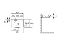 Раковина Jacob Delafon Stillness E1302-00, 60 х 40 см, с отверстием для смесителя и донного клапана