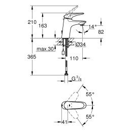 Смеситель для раковины Grohe Eurostyle New 23713003 стандартный