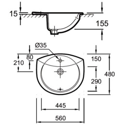 Раковина Jacob Delafon ODEON E1061-00 56х48 см