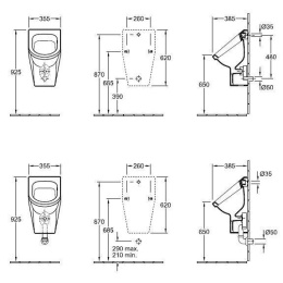 Писсуар 55740501 VILLEROY&BOCH Omnia architectura, 355х620х385 мм