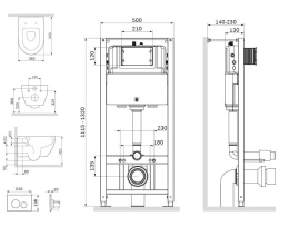 Инсталляция + унитаз + клавиша Am.Pm Awe (IS49001.111738) белый, синий