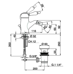 Смеситель для биде Cisal Arcana Empress EM00055027, бронза