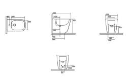 Фото Kerasan Tribeca 512030 Биде напольное пристенное 55 см, с 1 отверстием под смеситель, c креплением W