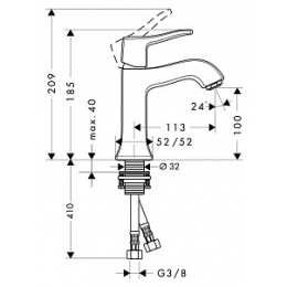 Смеситель для раковины 31077000 Hansgrohe Metris Classic