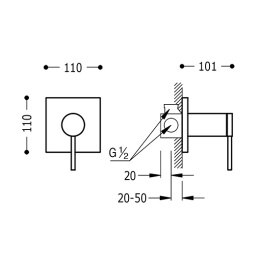 Фото Встраиваемый смеситель для душа Tres Mono-term 20117701, с затвором и регулятором потока