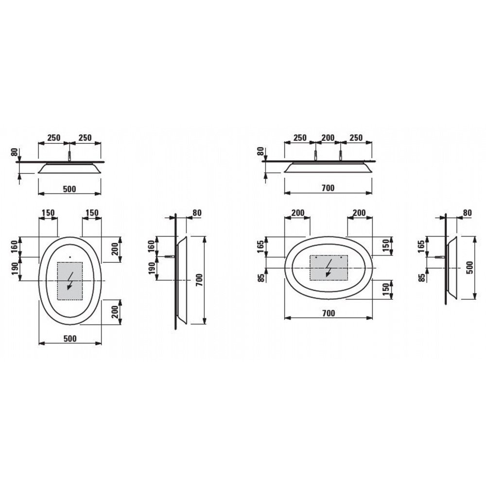 Зеркало Laufen The New Classic 4.0607.0.085.000.1, с Led - подсветкой , 50 х 70 х 8 см