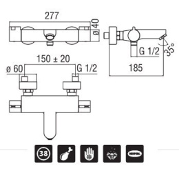 Фото Смеситель Nobili ABC AB87010/1CR Термостат для ванны