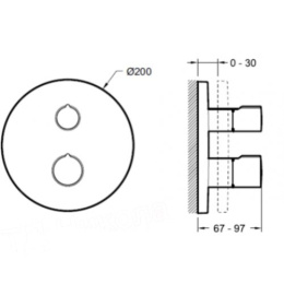 Фото Смеситель Jacob Delafon Modulo Round E98731-CP для душа термостатический, на 2 выхода