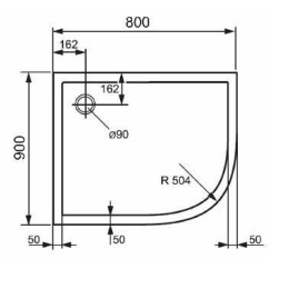 Душевой поддон Huppe PURANO 80 x 90 x h4 см, 202155.055, R504, из искусственного камня