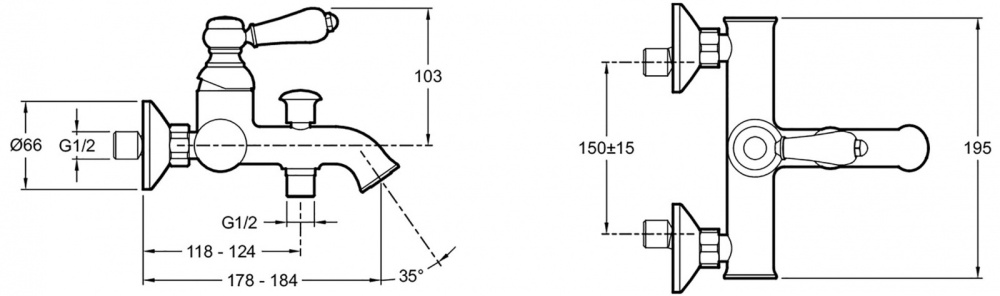 Фото Смеситель Jacob Delafon Louise E24363-CP для ванны и душа, хром/белый