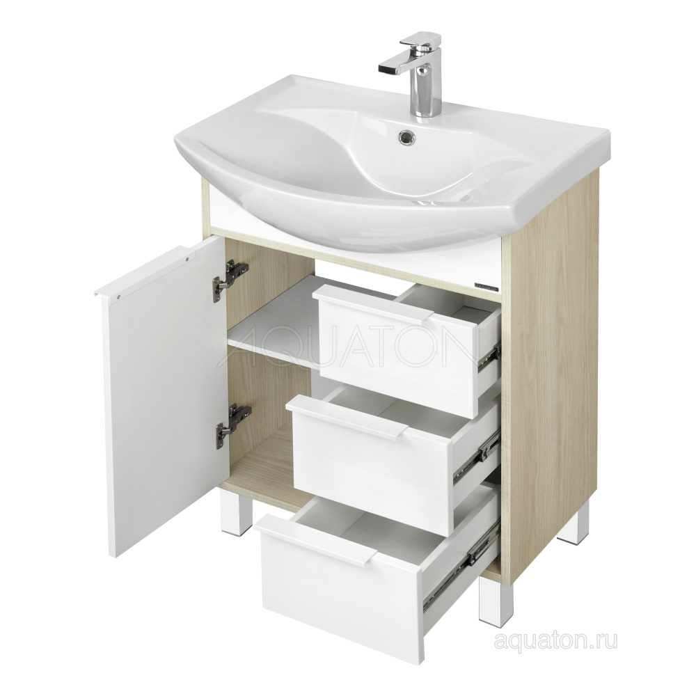 Тумба под раковину Aquaton Рико 65 белый, ясень фабрик 1A213301RIB90