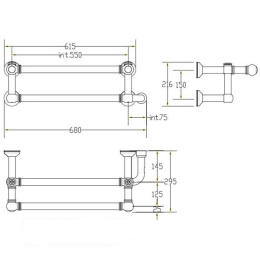 Полотенцесушитель электрический Margaroli Armonia 9-592 BOX 592/9475BN, высота 22 см, ширина 68 см, 