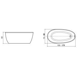 Акриловая ванна 170x80 Jacuzzi (PER10000000), овальная