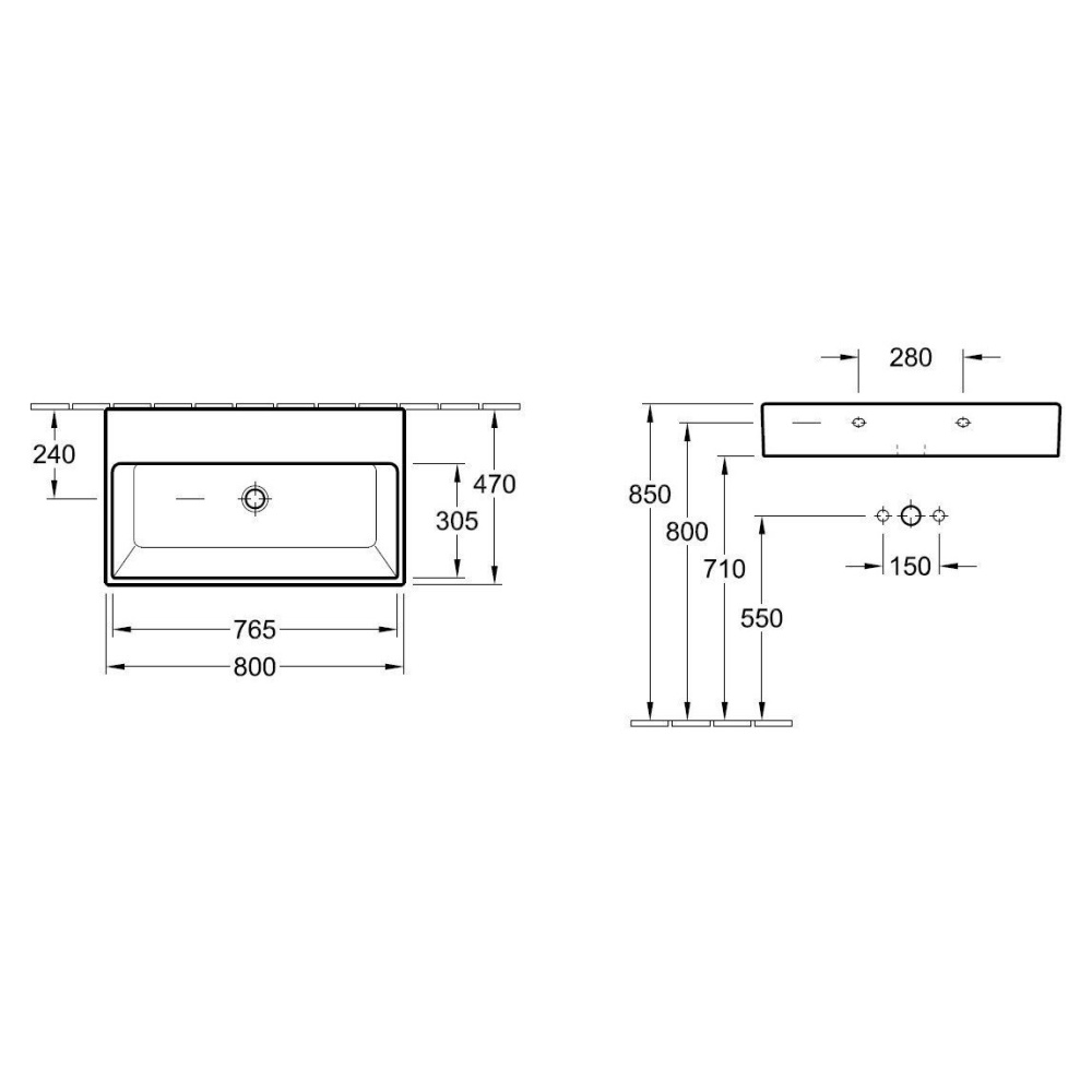 Раковина 513386R2 VILLEROY&BOCH Memento, 800х470 мм