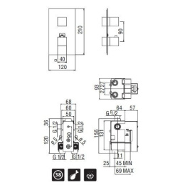 Смеситель NOBILI Mia MI102102CR_WE00102 Термостат для душа