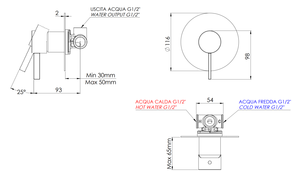 Фото Смеситель для душа Remer Metrica MC30LXV, сталь